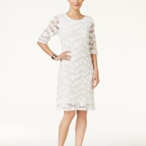 Alfani White Elbow-Sleeve Lace Sheath Dress